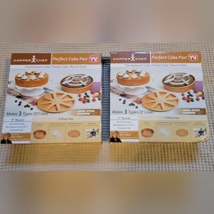 NEW Copper Chef Perfect Cake Pan 9" Round, Checkerboard, & Pocket - Set of 2